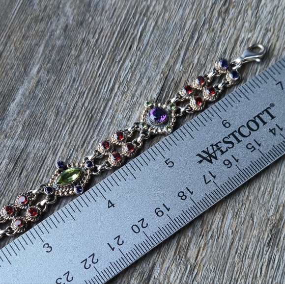 Nicky Butler 925 Sterling Silver Designer Amethyst Peridot Garnet Bracelet NB 💜 - Picture 10 of 16
